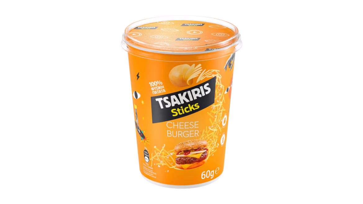 Tsakiris Sticks Cup Cheeseburger: Νέα γεύση με άρωμα… σνακ και fast food